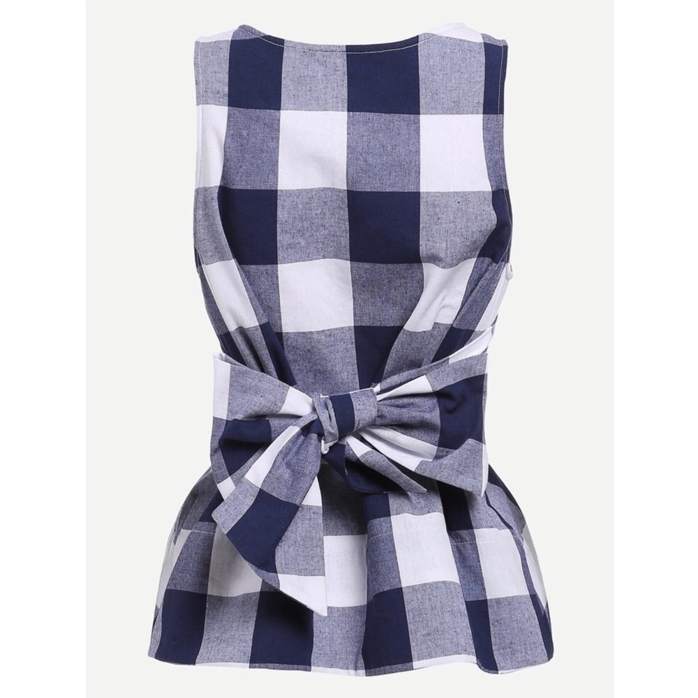 Belted Checkered Shell Top